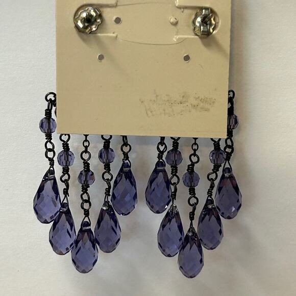 Vintage Lori Lori Sterling Faceted Purple Swarovski Crystal Chandelier Earrings - Picture 4 of 5